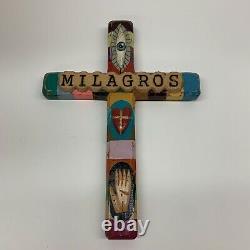 Bryan Cunningham MILAGROS Hand-Carved Painted Cross 2014 Contemporary Folk Art