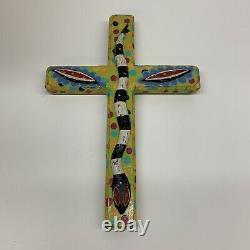 Bryan Cunningham Snake Hand-Carved Painted Cross 2014 Contemporary Folk Art
