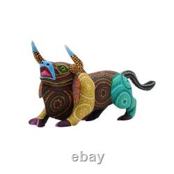 Bull Alebrije Hand Carved Wooden Mexican Folk Art Sculpture Oaxaca Painted
