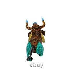 Bull Alebrije Hand Carved Wooden Mexican Folk Art Sculpture Oaxaca Painted