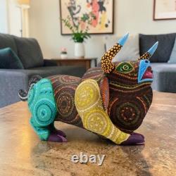 Bull Alebrije Hand Carved Wooden Mexican Folk Art Sculpture Oaxaca Painted