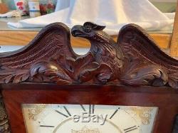C1836 Henry Terry Plymouth CT 8 day Shelf Clock Carved Eagle Eli Folk Art brass