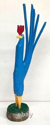 CARVED BLUE TREE LIMB ROOSTER by MINNIE ADKINS (#1)