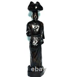 CARVED WOODEN KOREAN MAN WOMAN FIGURINE Asian Folk Art Statue Traditional Craft