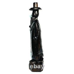 CARVED WOODEN KOREAN MAN WOMAN FIGURINE Asian Folk Art Statue Traditional Craft