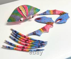 CRAB Alebrije Oaxacan Wood Carving Folk Art Oaxaca Mexico SIGNED