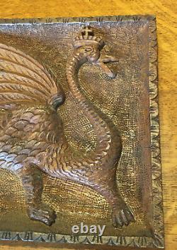 C. 1900, Folk art? , Relief? Carved wood plaque, Griffin motif, 12 1/4 X 18 1/2
