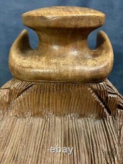 C-1900s French Brittany Carved Wood Folk Art Sculpture Breton Figure 14.5x7