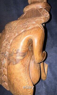 C-1900s French Brittany Carved Wood Folk Art Sculpture Breton Figure 14.5x7