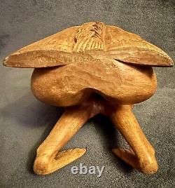 C-1900s French Brittany Carved Wood Folk Art Sculpture Breton Figure 14.5x7