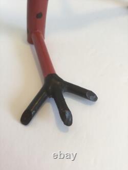 Calvin Cooper folk Art Devil Goblin Red Black signed Polk-a-dots tall