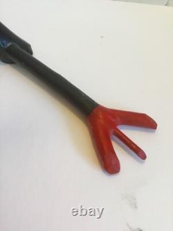 Calvin Cooper folk Art Devil Goblin Red Black signed Polk-a-dots tall