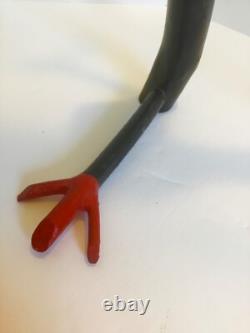 Calvin Cooper folk Art Devil Goblin Red Black signed Polk-a-dots tall