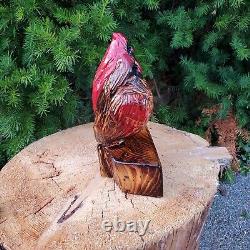 Cardinal Couple Chainsaw Wood Carving OOAK Folk Art
