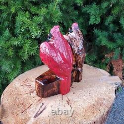 Cardinal Couple Chainsaw Wood Carving OOAK Folk Art