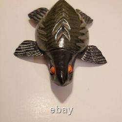 Carl Christiansen 01 Turtle Vintage Fish Decoy Lure Folk Art Wood Carving Nice