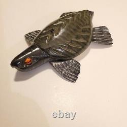 Carl Christiansen 01 Turtle Vintage Fish Decoy Lure Folk Art Wood Carving Nice