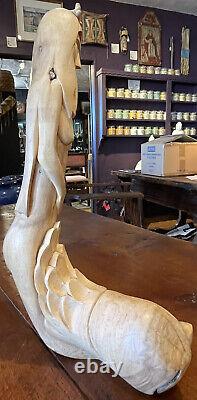 Carlos Barela B. 1957 Cedar Carving of a Mermaid Signed & Dated 2003 Taos NM