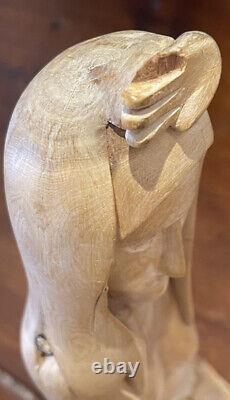 Carlos Barela B. 1957 Cedar Carving of a Mermaid Signed & Dated 2003 Taos NM