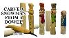 Carve A Tall And Skinny Folkart Snowman From A Dowel Or Stick Full Knife Only Woodcarving Tutorial