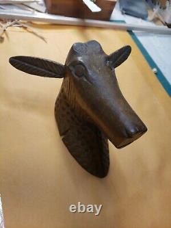 Carved Folk Art Animal Head