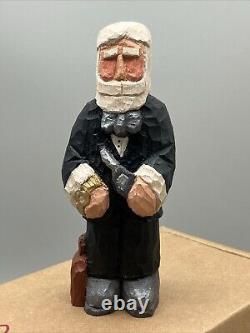 Carved Folk Art BOND CLAUS Santa England Black Bowtie 2008 Old World Vtg HTF
