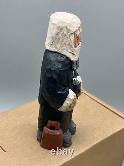 Carved Folk Art BOND CLAUS Santa England Black Bowtie 2008 Old World Vtg HTF