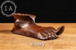 Carved Folk Art Foot Ashtray Carved Folk Art Foot Ashtray