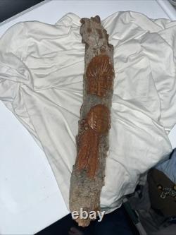 Carved Folk Art Native American Signed By J. Moyer Wall Wood Artwork