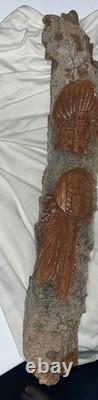 Carved Folk Art Native American Signed By J. Moyer Wall Wood Artwork