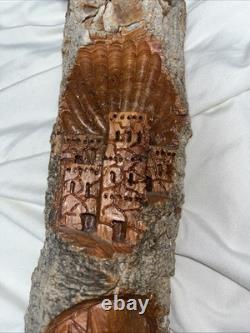 Carved Folk Art Native American Signed By J. Moyer Wall Wood Artwork