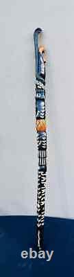 Carved Folk Art Walking Stick Cane Staff Snake Head Jamaican Magic Voodoo 42