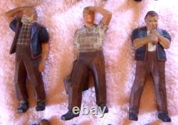Carved Folk Art Wood Figures German Bavarian Swiss People Vintage Group of Ten
