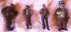 Carved Folk Art Wood Figures German Bavarian Swiss People Vintage Group of Ten