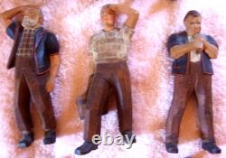 Carved Folk Art Wood Figures German Bavarian Swiss People Vintage Group of Ten