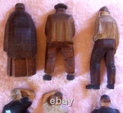 Carved Folk Art Wood Figures German Bavarian Swiss People Vintage Group of Ten