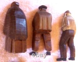 Carved Folk Art Wood Figures German Bavarian Swiss People Vintage Group of Ten