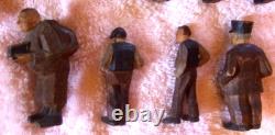 Carved Folk Art Wood Figures German Bavarian Swiss People Vintage Group of Ten