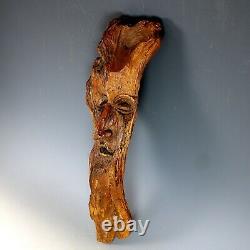 Carved Tree Wood Spirit Old Man Face Primitive Folk Art Sculpture