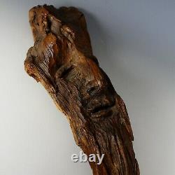 Carved Tree Wood Spirit Old Man Face Primitive Folk Art Sculpture