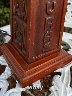 Carved Vintage Wood Honudras Art Sculpture Folk Art Carving Lamp Latin America