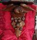 Carved War Eagle Oak Wall Mount Clock Shelf Sconce Fruit Nuts 24t Folk Art