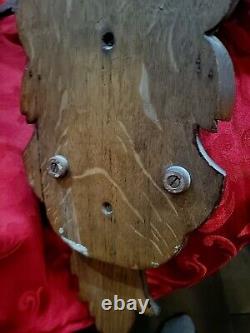 Carved War Eagle Oak Wall Mount Clock Shelf Sconce Fruit Nuts 24T Folk Art