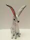 Carved Wood Black And White Bunny Rabbit Folk Art Hector Rascon Figure Carving