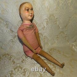 Carved Wood Character Folk Art Doll Antique