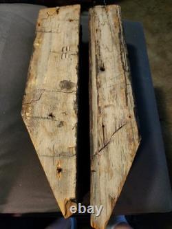 Carved Wood Corbel Indian Mughal Folk Art Architectural Gothic Early Pair 17