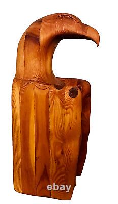 Carved Wood Eagle Sculpture Artisan Hand Crafted Folk Art Freestanding Bird 18