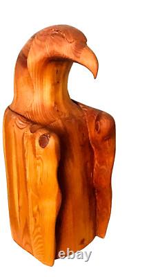 Carved Wood Eagle Sculpture Artisan Hand Crafted Folk Art Freestanding Bird 18