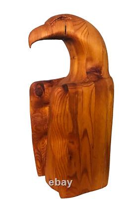 Carved Wood Eagle Sculpture Artisan Hand Crafted Folk Art Freestanding Bird 18