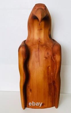 Carved Wood Eagle Sculpture Artisan Hand Crafted Folk Art Freestanding Bird 18